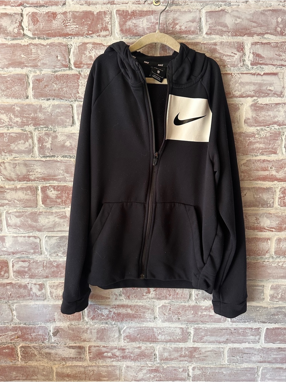 Nike Black Dri-FIT Zip Jacket with White Logo Detail